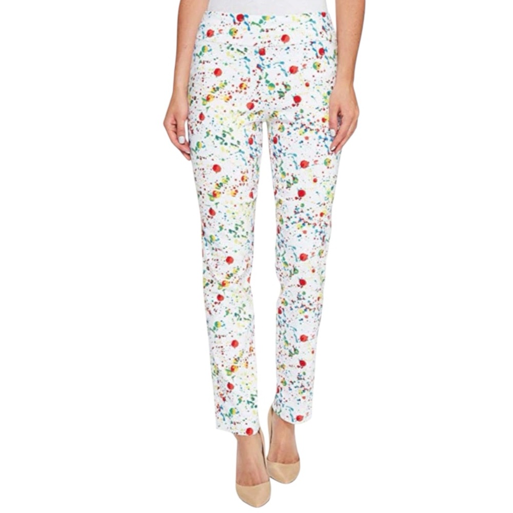 Krazy Larry Ankle Pant‎ Colorful Paint Splatter Print Stretch Size 4